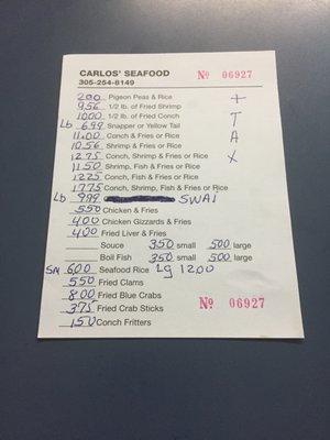 Carlo's Seafood Restaurant Menu